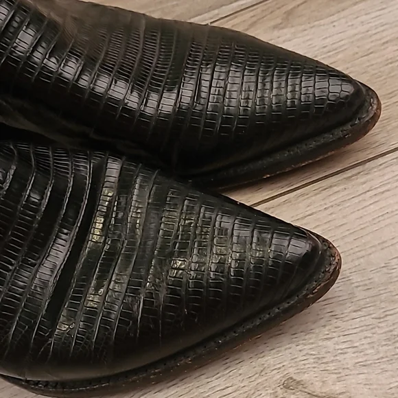 JUSTIN‎ Lizard Leather Western Sz 5 C Womens Brown Black Womens Boots 9470 - Picture 2 of 10